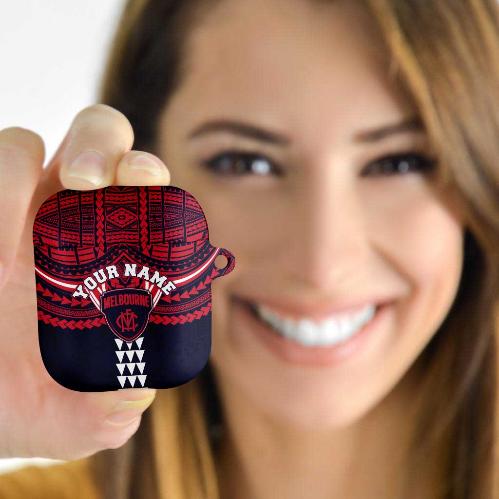 Personalized Melbourne Demons AirPods Case Polynesian Tribal Pattern Heritage Football
