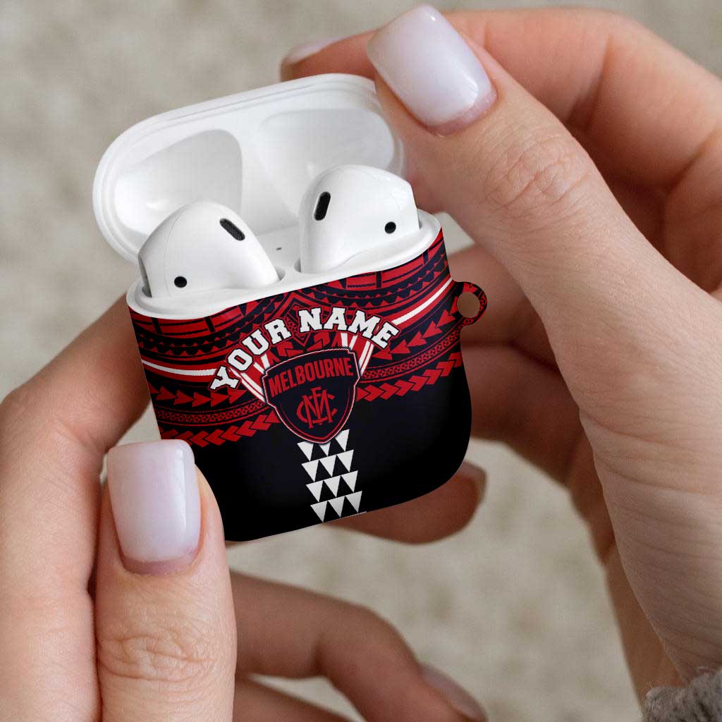 Personalized Melbourne Demons AirPods Case Polynesian Tribal Pattern Heritage Football