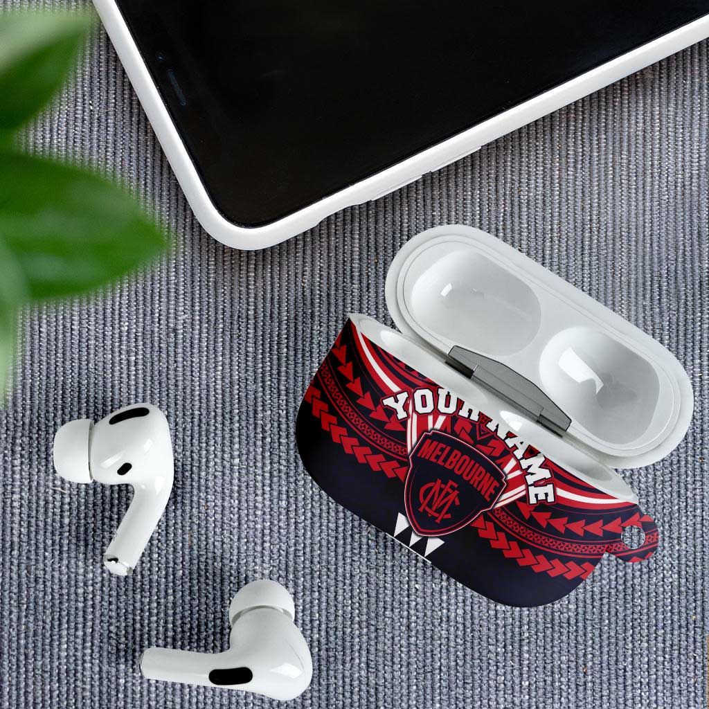 Personalized Melbourne Demons AirPods Case Polynesian Tribal Pattern Heritage Football
