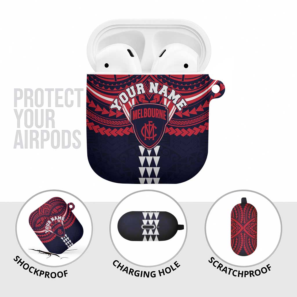 Personalized Melbourne Demons AirPods Case Polynesian Tribal Pattern Heritage Football