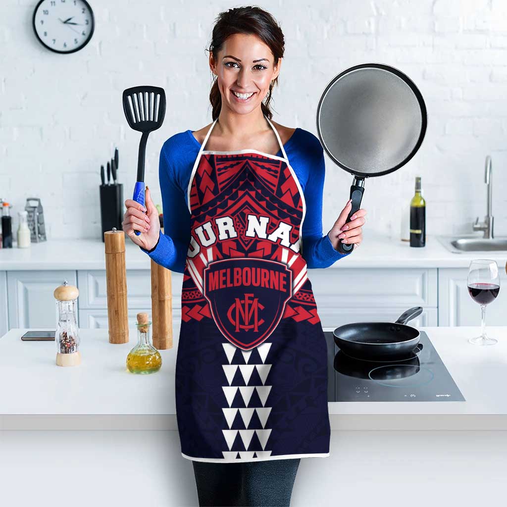 Personalized Melbourne Demons Apron Polynesian Tribal Pattern Heritage Football