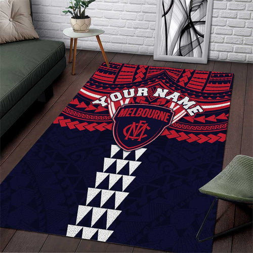 Personalized Melbourne Demons Area Rug Polynesian Tribal Pattern Heritage Football