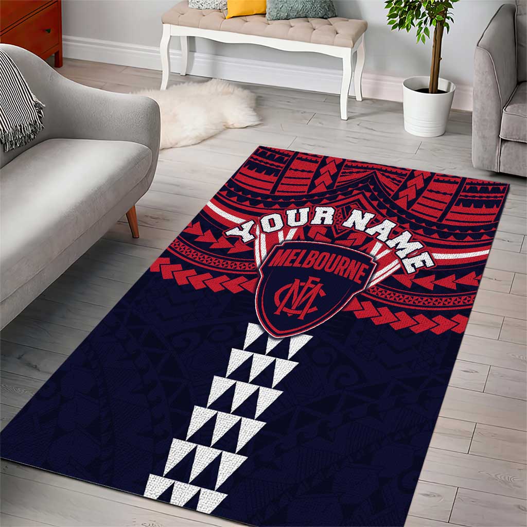 Personalized Melbourne Demons Area Rug Polynesian Tribal Pattern Heritage Football