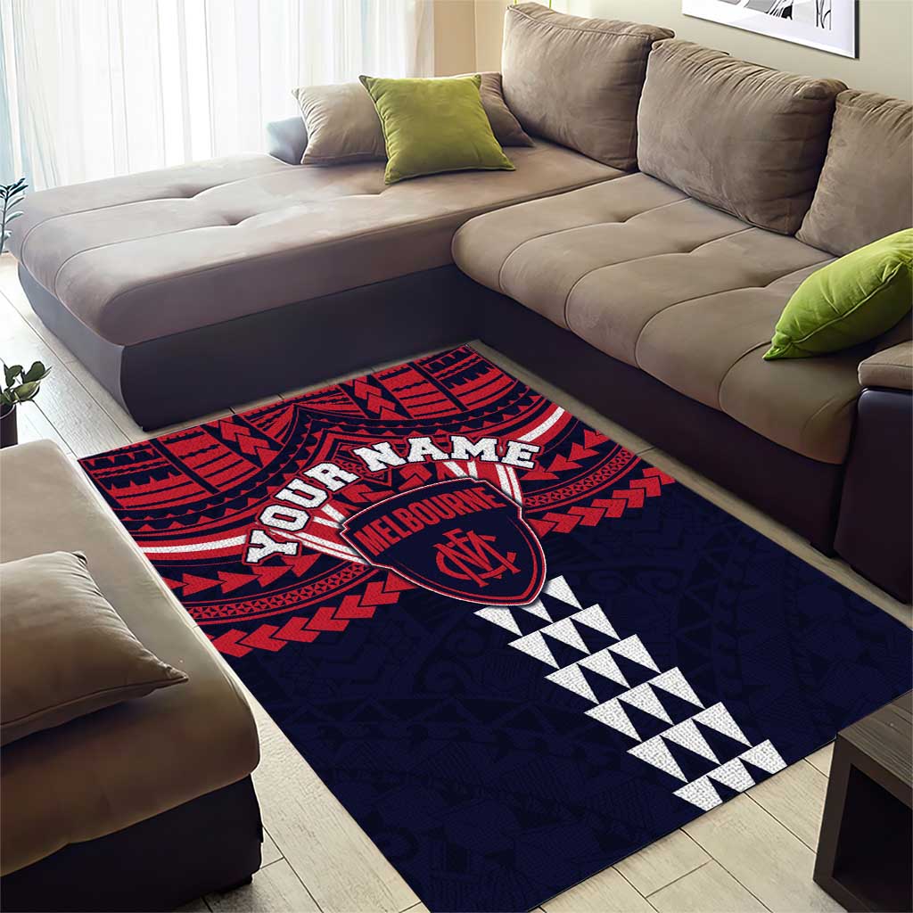 Personalized Melbourne Demons Area Rug Polynesian Tribal Pattern Heritage Football