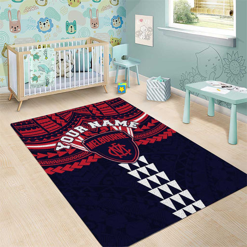 Personalized Melbourne Demons Area Rug Polynesian Tribal Pattern Heritage Football