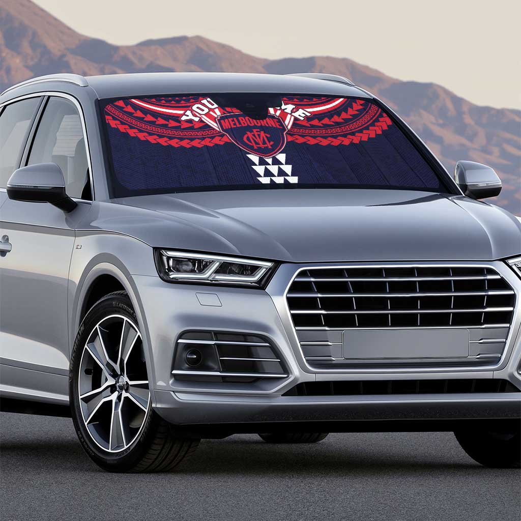 Personalized Melbourne Demons Auto Sun Shade Polynesian Tribal Pattern Heritage Football