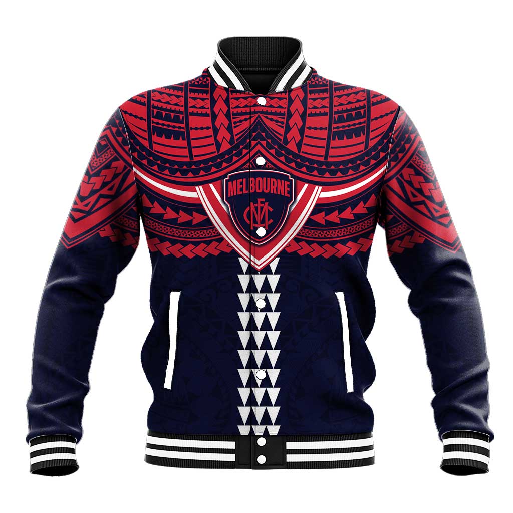 Personalized Melbourne Demons Baseball Jacket Polynesian Tribal Pattern Heritage Football