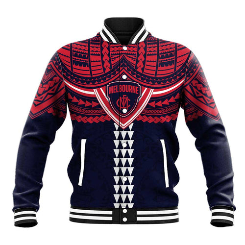 Personalized Melbourne Demons Baseball Jacket Polynesian Tribal Pattern Heritage Football