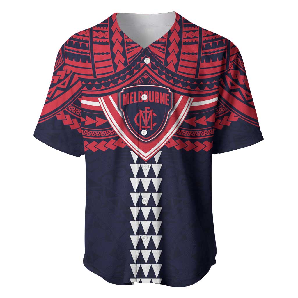 Personalized Melbourne Demons Baseball Jersey Polynesian Tribal Pattern Heritage Football