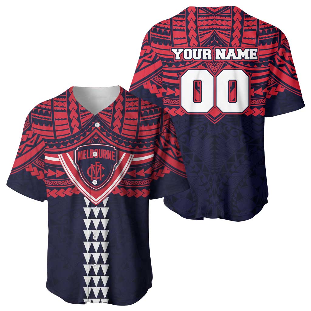 Personalized Melbourne Demons Baseball Jersey Polynesian Tribal Pattern Heritage Football