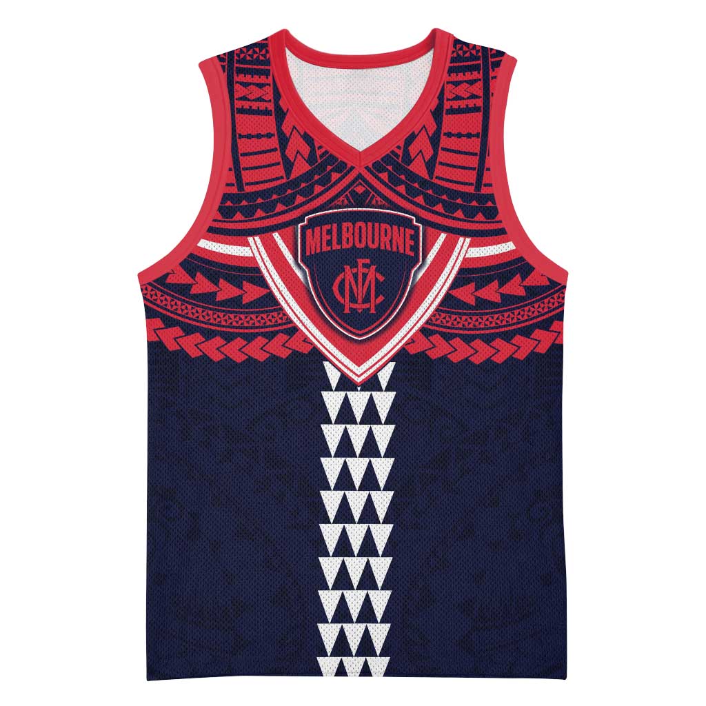 Personalized Melbourne Demons Basketball Jersey Polynesian Tribal Pattern Heritage Football