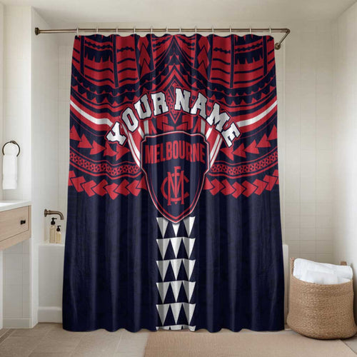 Personalized Melbourne Demons Bathroom Set Polynesian Tribal Pattern Heritage Football