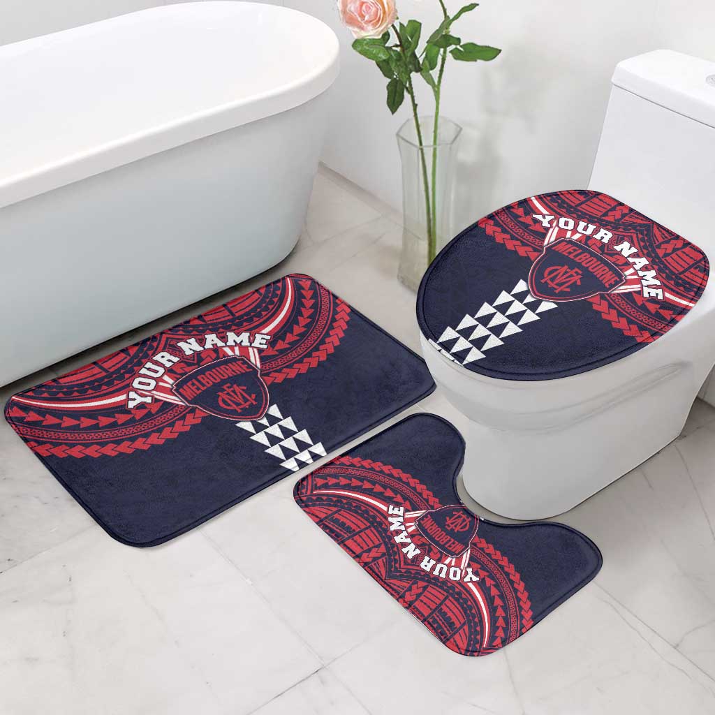 Personalized Melbourne Demons Bathroom Set Polynesian Tribal Pattern Heritage Football