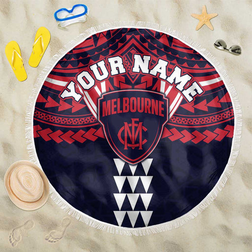 Personalized Melbourne Demons Beach Blanket Polynesian Tribal Pattern Heritage Football