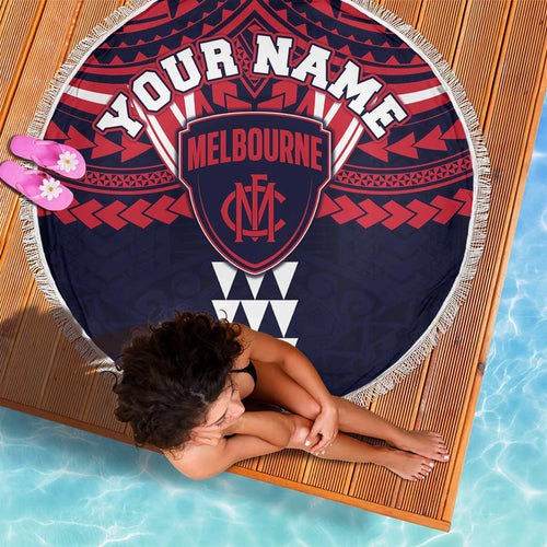 Personalized Melbourne Demons Beach Blanket Polynesian Tribal Pattern Heritage Football