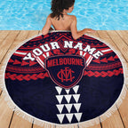 Personalized Melbourne Demons Beach Blanket Polynesian Tribal Pattern Heritage Football