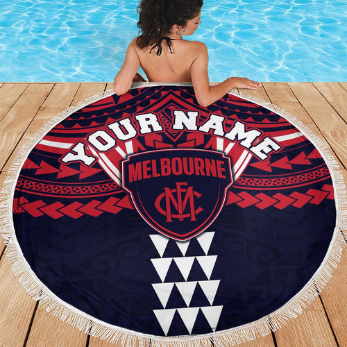 Personalized Melbourne Demons Beach Blanket Polynesian Tribal Pattern Heritage Football