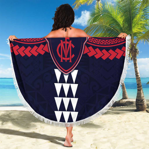 Personalized Melbourne Demons Beach Blanket Polynesian Tribal Pattern Heritage Football