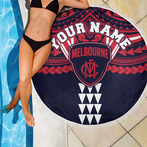 Personalized Melbourne Demons Beach Blanket Polynesian Tribal Pattern Heritage Football