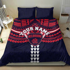 Personalized Melbourne Demons Bedding Set Polynesian Tribal Pattern Heritage Football