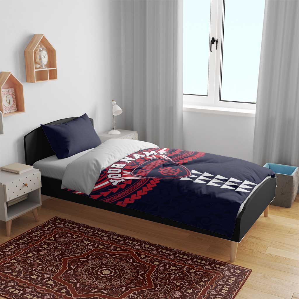 Personalized Melbourne Demons Bedding Set Polynesian Tribal Pattern Heritage Football