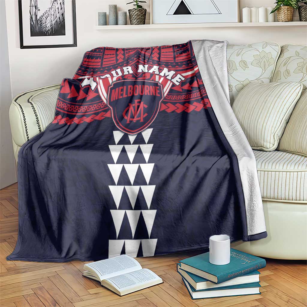 Personalized Melbourne Demons Blanket Polynesian Tribal Pattern Heritage Football