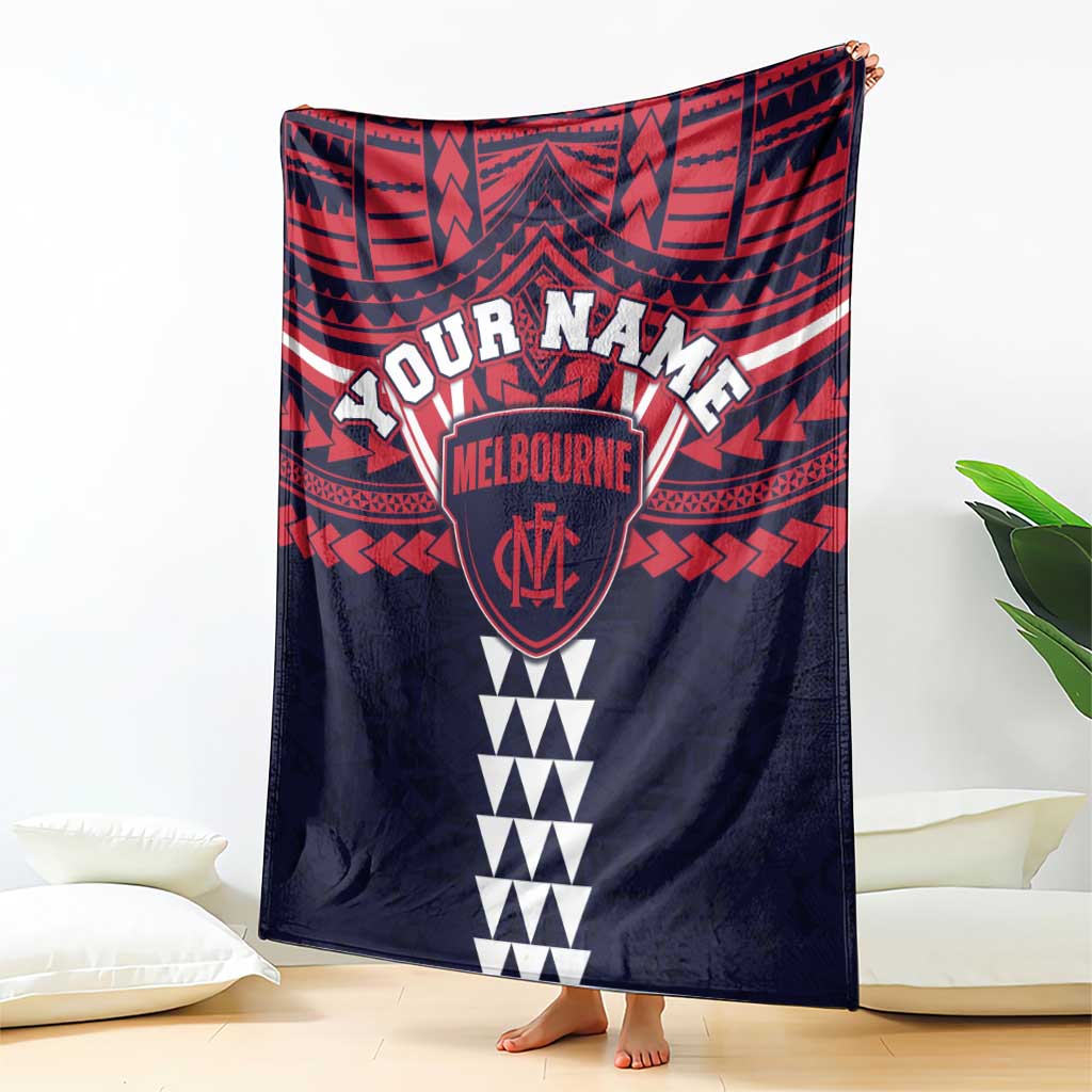 Personalized Melbourne Demons Blanket Polynesian Tribal Pattern Heritage Football
