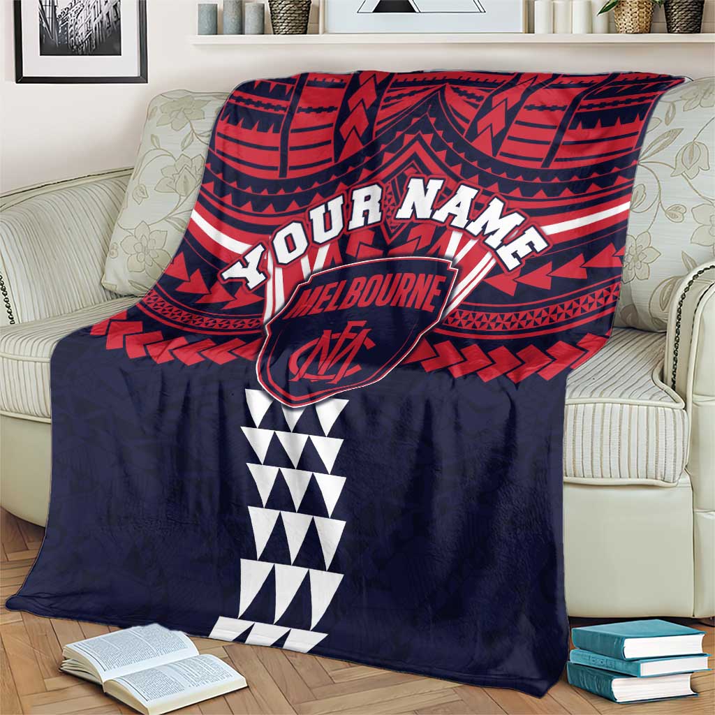 Personalized Melbourne Demons Blanket Polynesian Tribal Pattern Heritage Football
