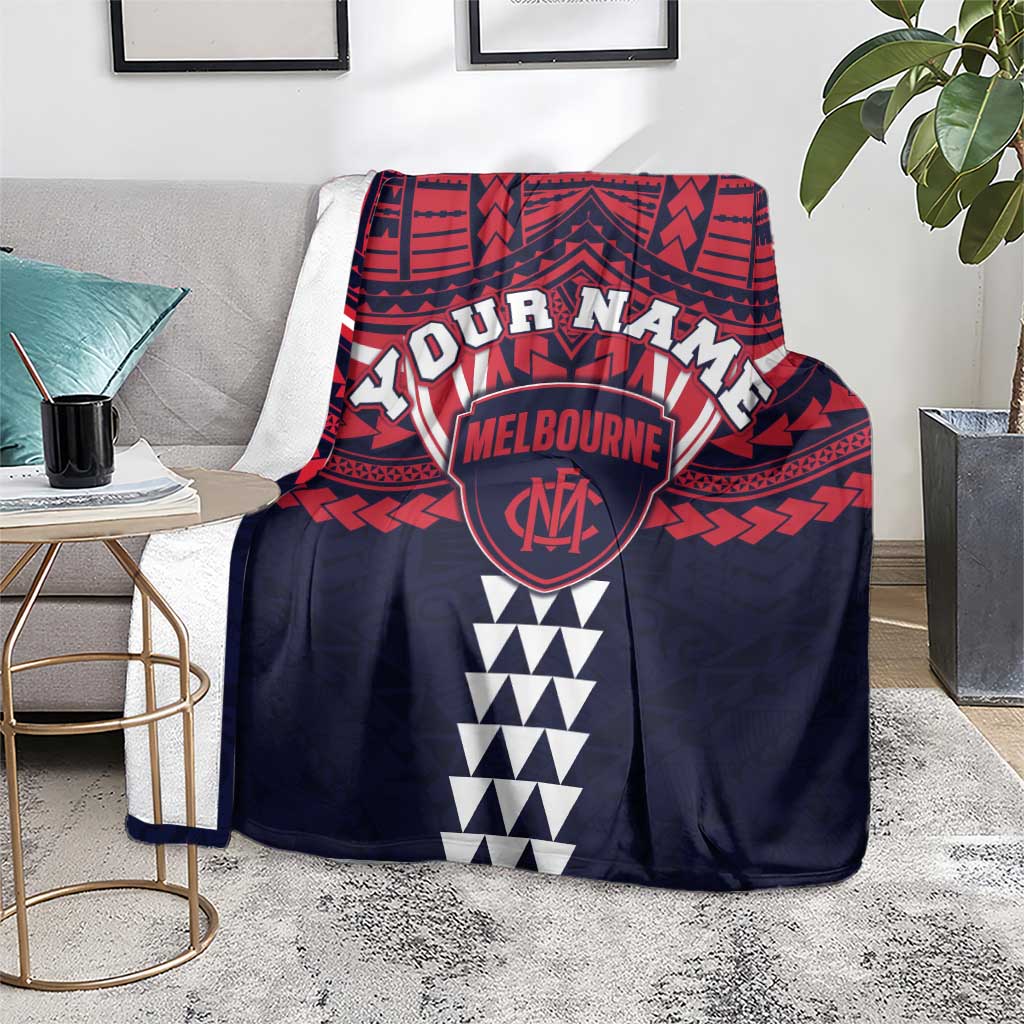 Personalized Melbourne Demons Blanket Polynesian Tribal Pattern Heritage Football