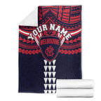 Personalized Melbourne Demons Blanket Polynesian Tribal Pattern Heritage Football