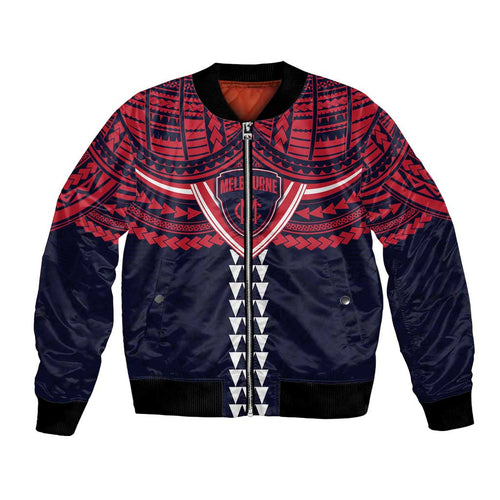 Personalized Melbourne Demons Bomber Jacket Polynesian Tribal Pattern Heritage Football