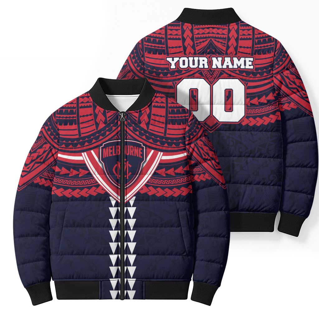 Personalized Melbourne Demons Bomber Puffer Jacket Polynesian Tribal Pattern Heritage Football