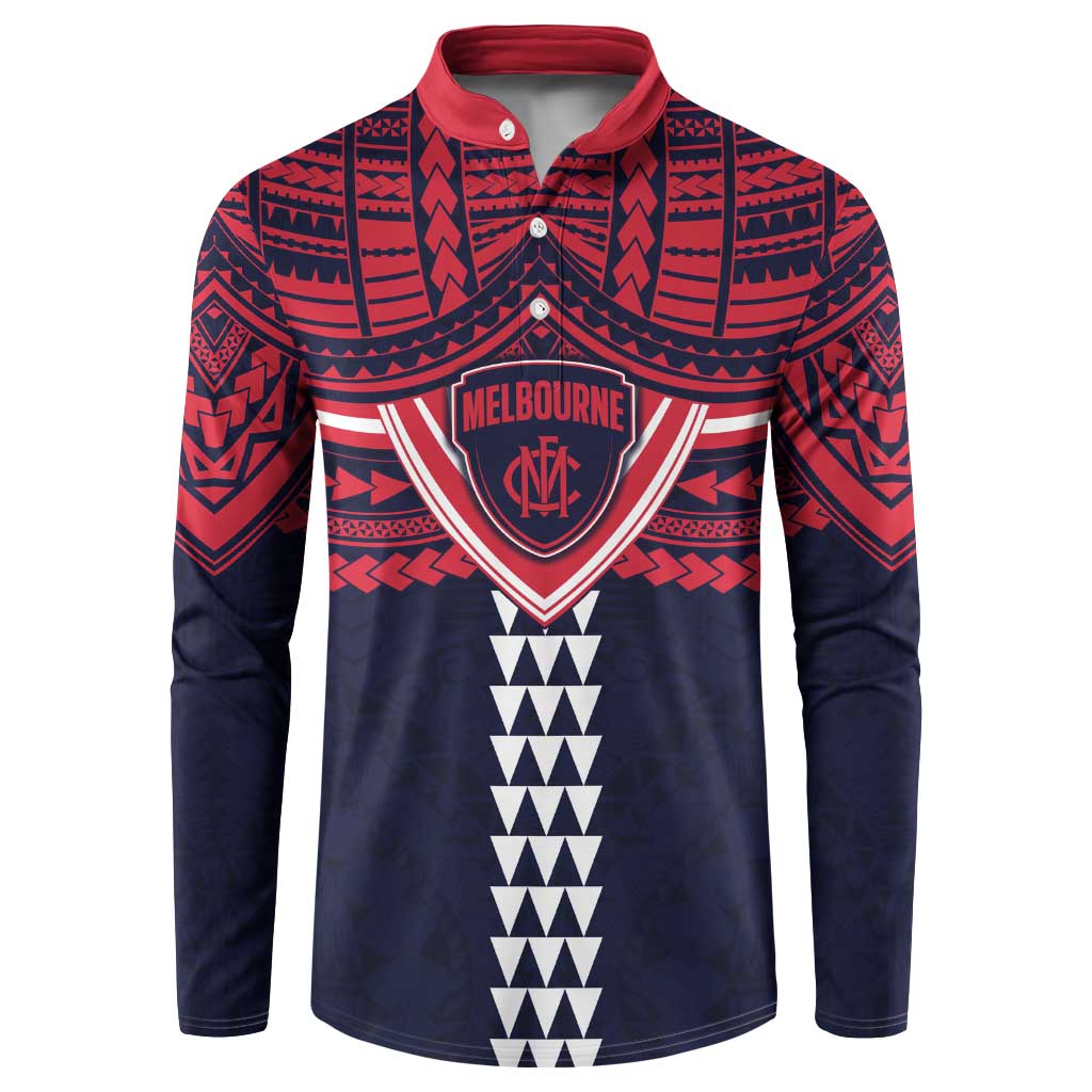 Personalized Melbourne Demons Button Sweatshirt Polynesian Tribal Pattern Heritage Football