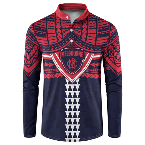 Personalized Melbourne Demons Button Sweatshirt Polynesian Tribal Pattern Heritage Football