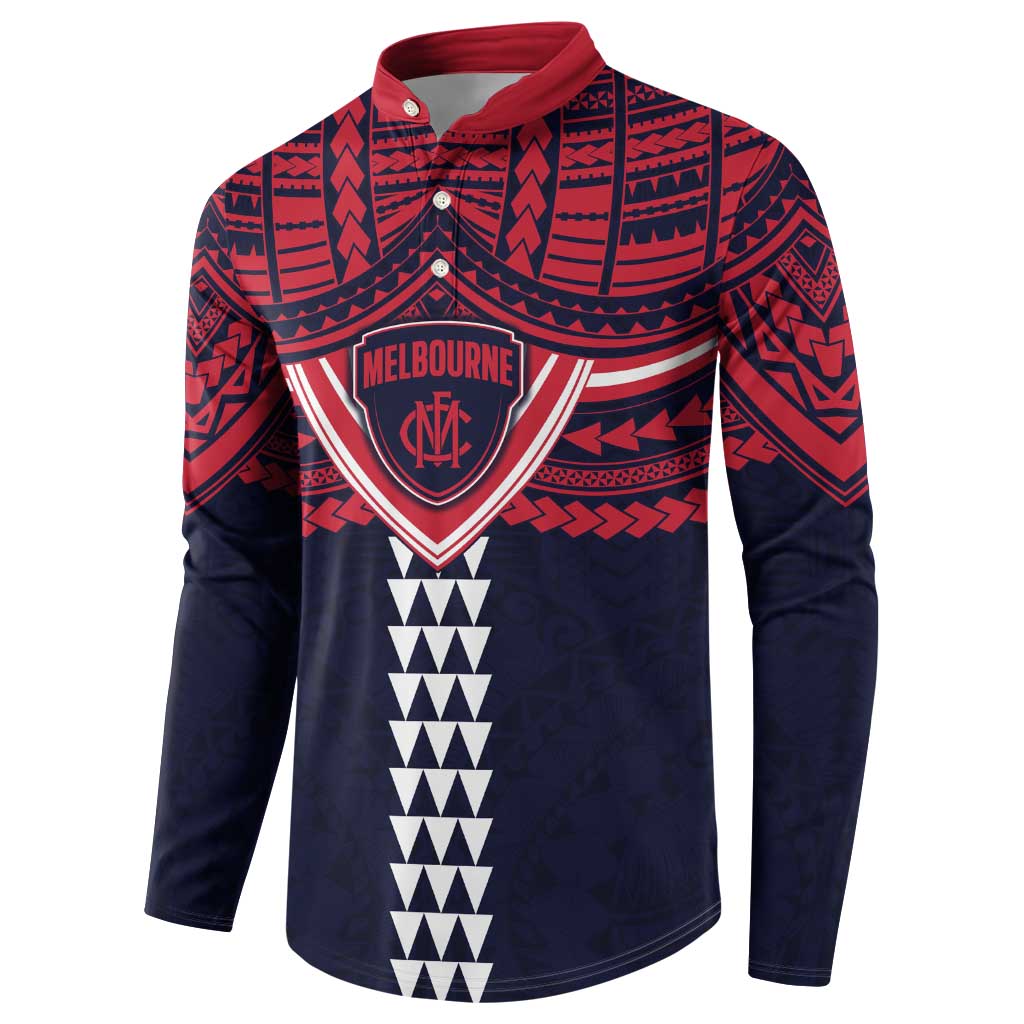 Personalized Melbourne Demons Button Sweatshirt Polynesian Tribal Pattern Heritage Football