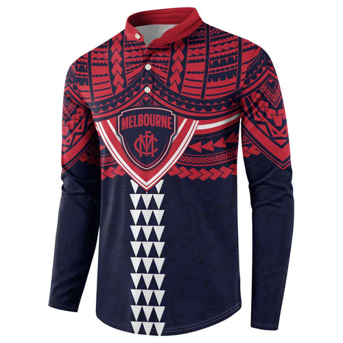 Personalized Melbourne Demons Button Sweatshirt Polynesian Tribal Pattern Heritage Football