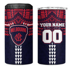 Personalized Melbourne Demons 4 in 1 Can Cooler Tumbler Polynesian Tribal Pattern Heritage Football