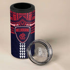 Personalized Melbourne Demons 4 in 1 Can Cooler Tumbler Polynesian Tribal Pattern Heritage Football