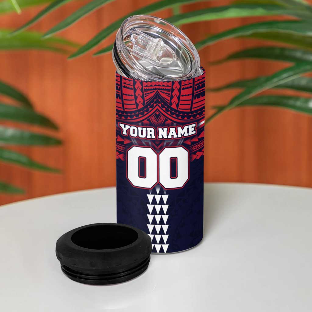 Personalized Melbourne Demons 4 in 1 Can Cooler Tumbler Polynesian Tribal Pattern Heritage Football