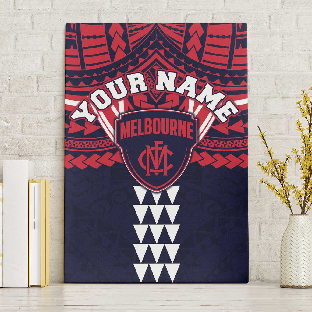 Personalized Melbourne Demons Canvas Wall Art Polynesian Tribal Pattern Heritage Football