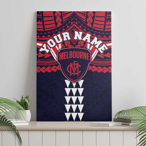 Personalized Melbourne Demons Canvas Wall Art Polynesian Tribal Pattern Heritage Football