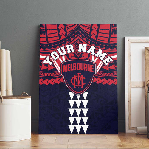 Personalized Melbourne Demons Canvas Wall Art Polynesian Tribal Pattern Heritage Football