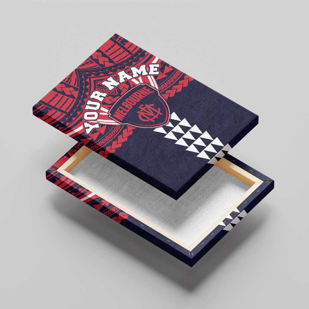 Personalized Melbourne Demons Canvas Wall Art Polynesian Tribal Pattern Heritage Football