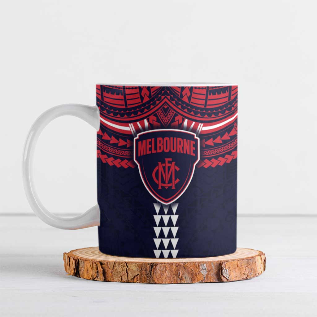 Personalized Melbourne Demons Ceramic Mug Polynesian Tribal Pattern Heritage Football