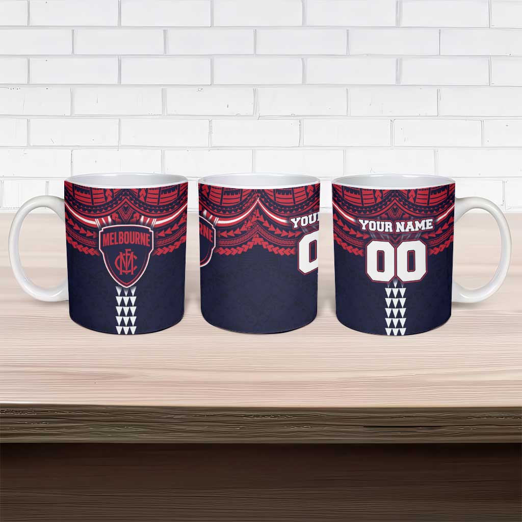 Personalized Melbourne Demons Ceramic Mug Polynesian Tribal Pattern Heritage Football