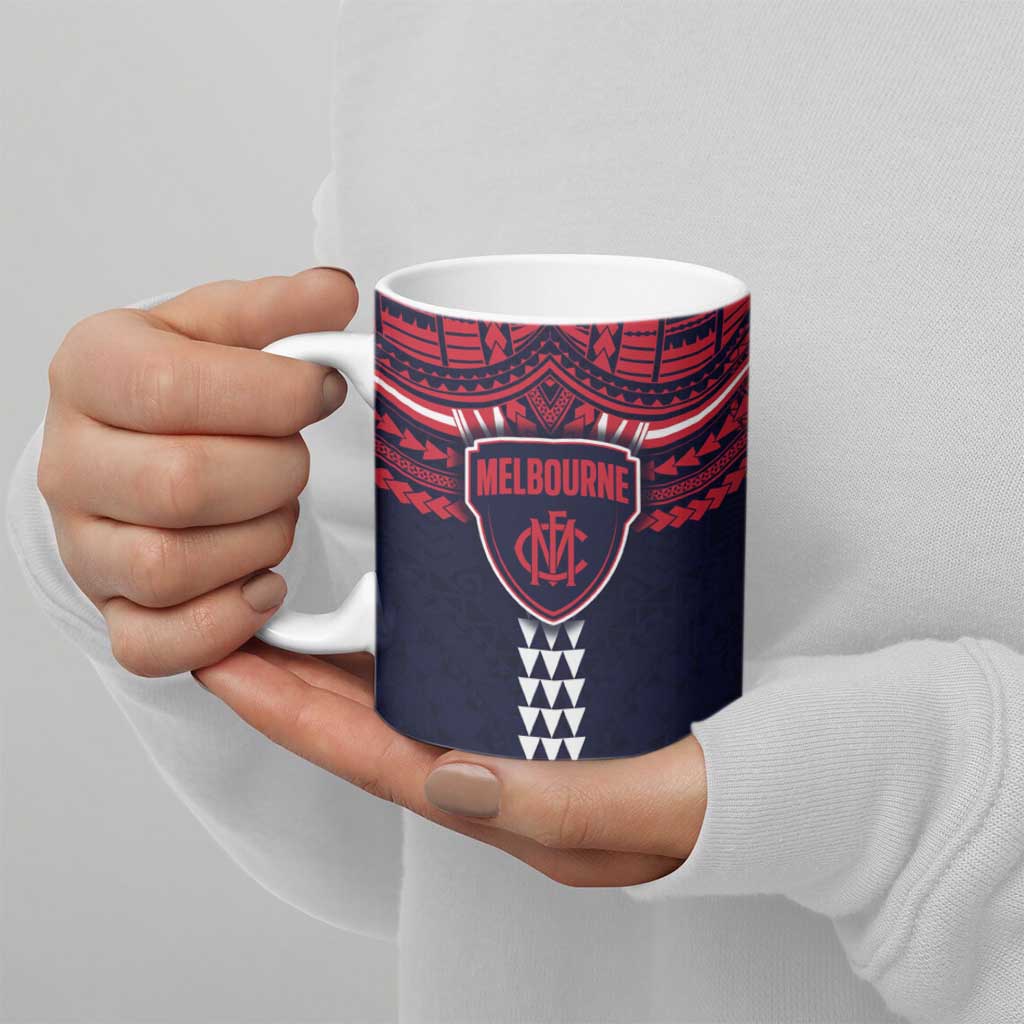 Personalized Melbourne Demons Ceramic Mug Polynesian Tribal Pattern Heritage Football