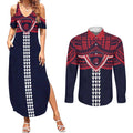 Personalized Melbourne Demons Couples Matching Summer Maxi Dress and Long Sleeve Button Shirt Polynesian Tribal Pattern Heritage Football