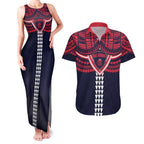 Personalized Melbourne Demons Couples Matching Tank Maxi Dress and Hawaiian Shirt Polynesian Tribal Pattern Heritage Football