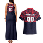 Personalized Melbourne Demons Couples Matching Tank Maxi Dress and Hawaiian Shirt Polynesian Tribal Pattern Heritage Football