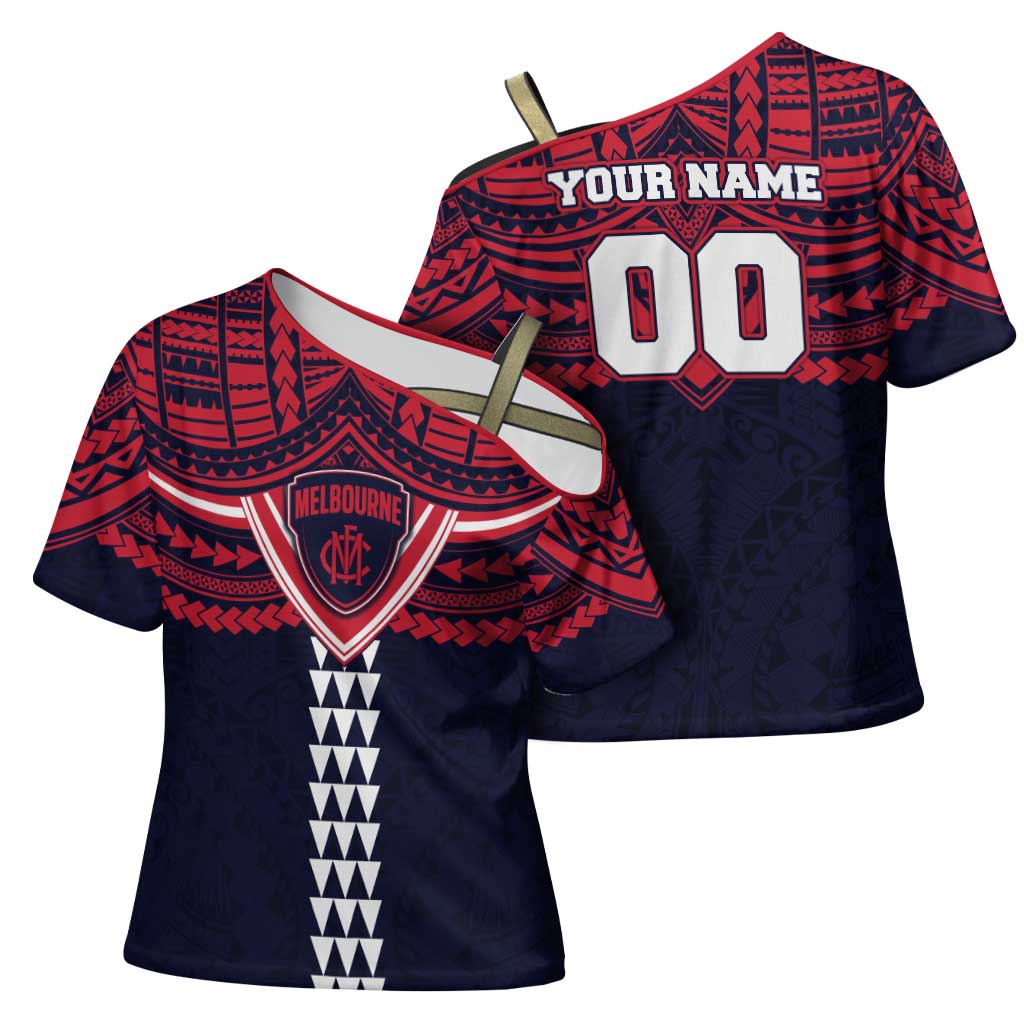 Personalized Melbourne Demons Cross Shoulder Shirt Polynesian Tribal Pattern Heritage Football
